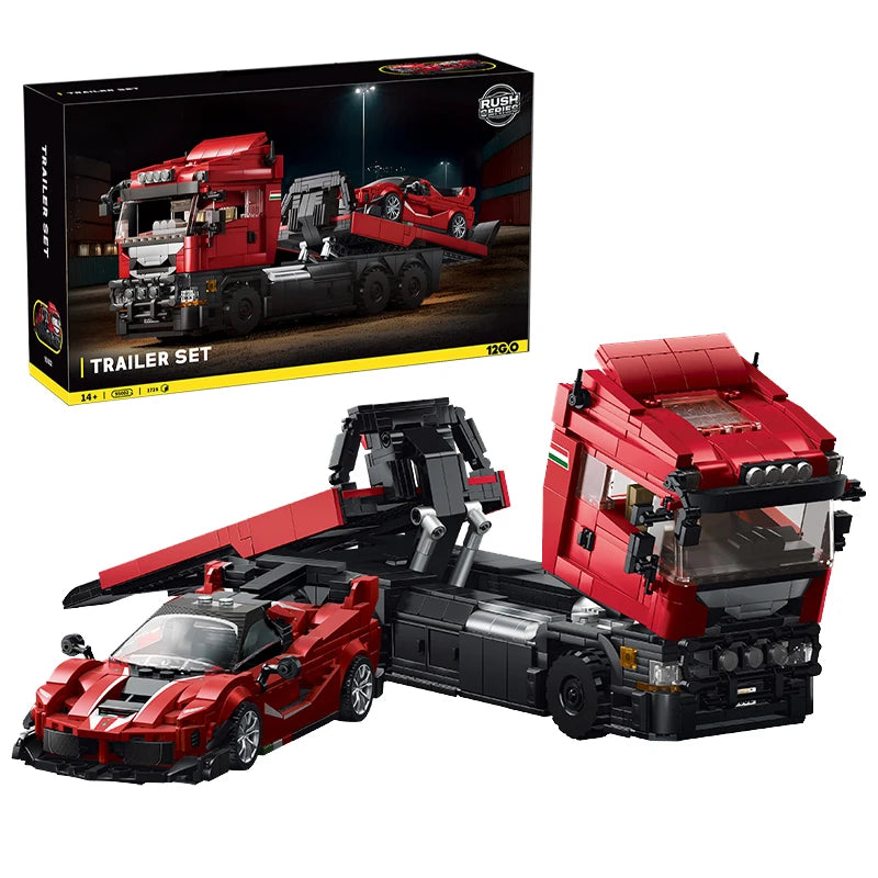 Technical Blocks Truck Sets Trailer Cars Transport Vehicle Creative MOC Building Toys Birthday Gifts Adult 1728Pcs Bricks Model