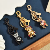 3D Metal Teddy Bear Keychain Heavy Duty Rose Gold Purse Charm Secure Trigger Clasp Accessory for Women Handbag Holiday Presents