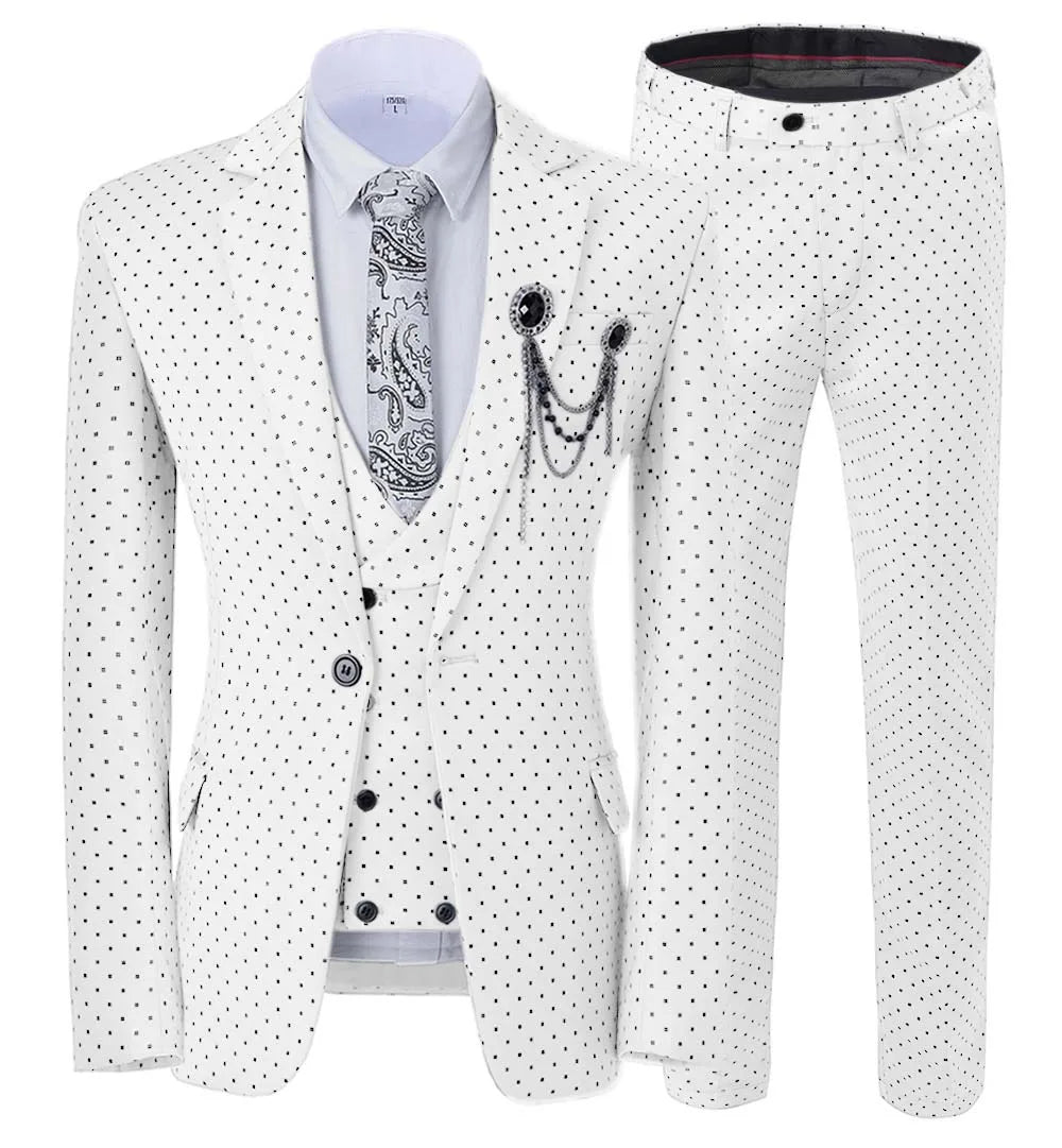 Men’s Slim Fit 3-Piece Patterned Suit