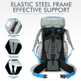 55L Internal Frame Waterproof Hiking Camping Backpack with Rain Cover, Large Lightweight Travel Daypack Rucksack for Climbing