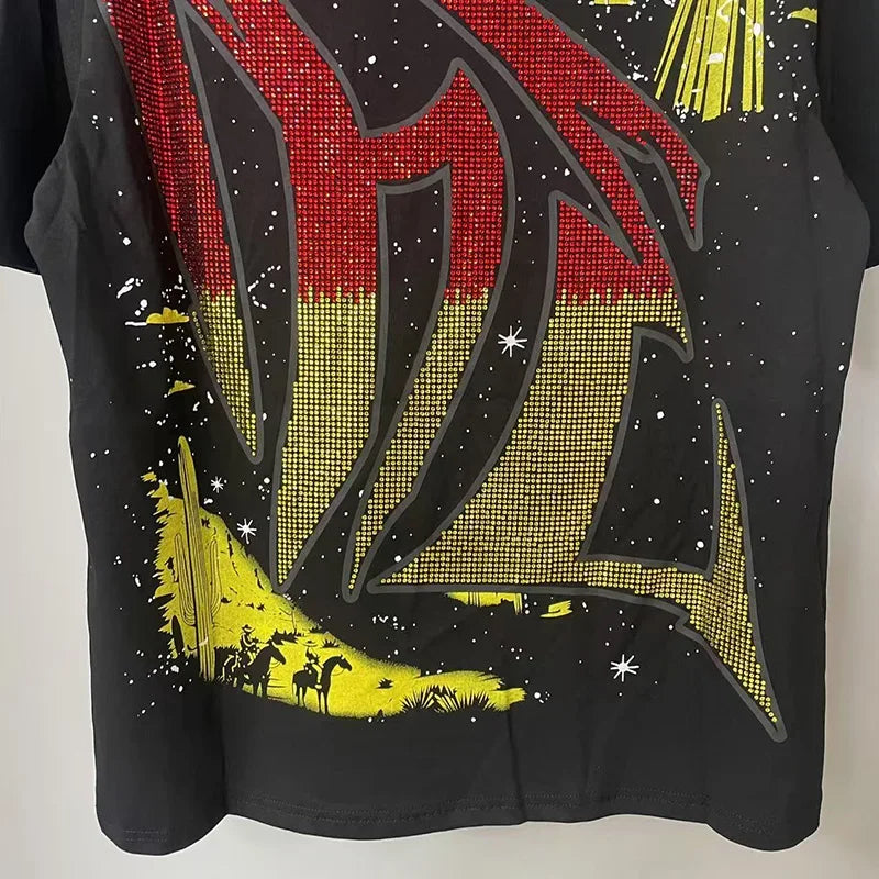 MIXED EMOTION Oversized Cotton Rhinestone T-Shirt