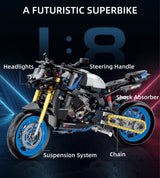 Technical MOC Construction Bricks Motorcycle Model Creative Building Kit Assembly Toys Educational Gift for Children Boys Girls
