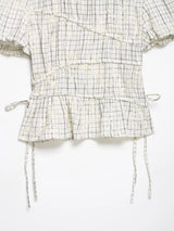 TFAFXY 2026 Summer Bow Plaid Embroidered Blouse Women Sets A-line Midi Long Skirt Suits Y2K