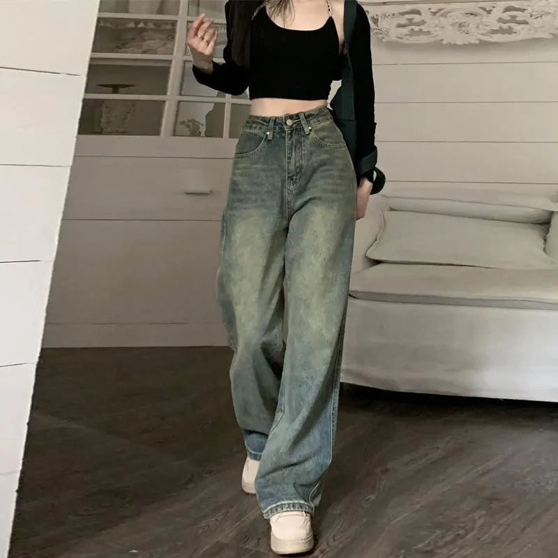 Women's Vintage High-Waisted Wide-Leg Jeans