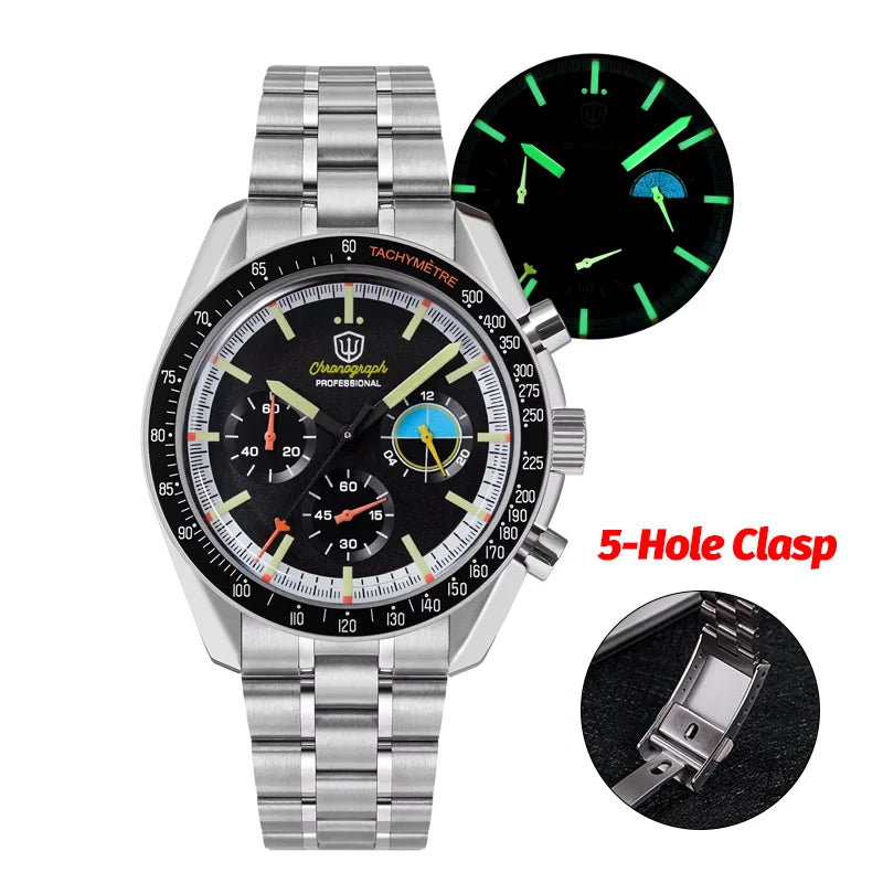Watchdives WD1863 New Multifunctional Quartz Watch Black VK63 Sports Chronograph Watch Bubble Sapphire Waterproof 100 Wristwatch