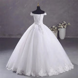 Pure White Wedding Dresses Elegant Boat Neck Ball Gown Simple Vestido De Noiva Plus Size Robe De Mariee