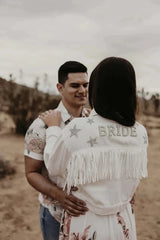 Custom Pearl & Rhinestone Bride Denim Jacket