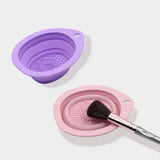 USA-Made Foldable Silicone Makeup Brush Cleaner & Powder Puff Washing Bowl