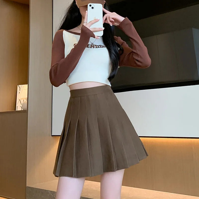 High-Waist Pleated Mini Skirt