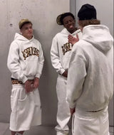 2025 European and American New Trendy High Street Leopard Print Loose Hooded Sweatshirt Casual Stacking Sweatpants