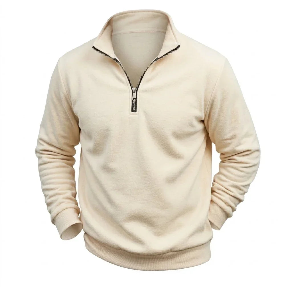 Mens Zip Up Streetwear Mock Neck Jumper Winter Warm Fleece Knit Top Long Sleeve Pullover Outdoor Work Jacket Coats Sweatshirts
