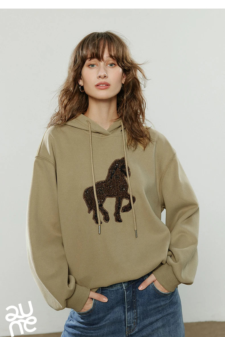 Women's Embroidered Relaxed-Fit Hoodie