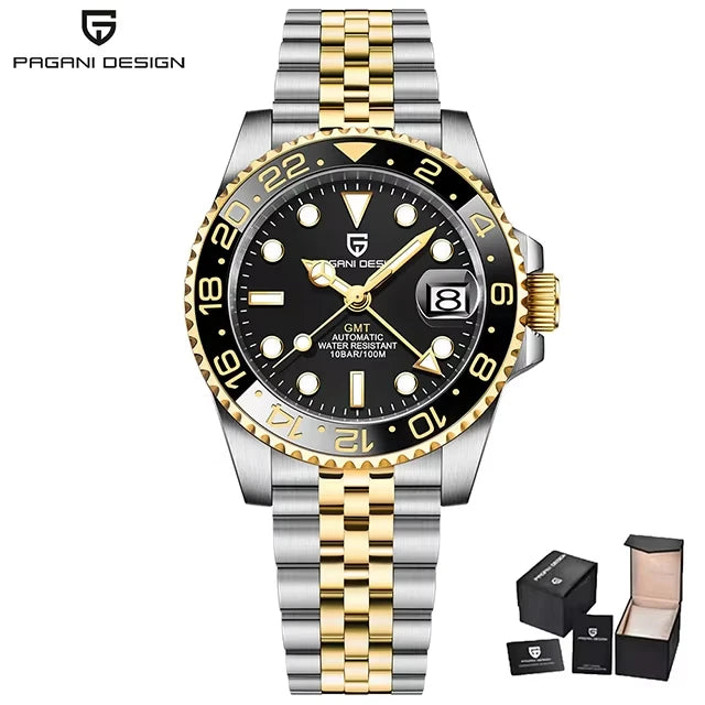PAGANI DESIGN Men Watch GMT40mm Mechanical Watch Top Brand Sapphire Glass Stainless Steel Waterproof Clock RelogioMasculino Gift