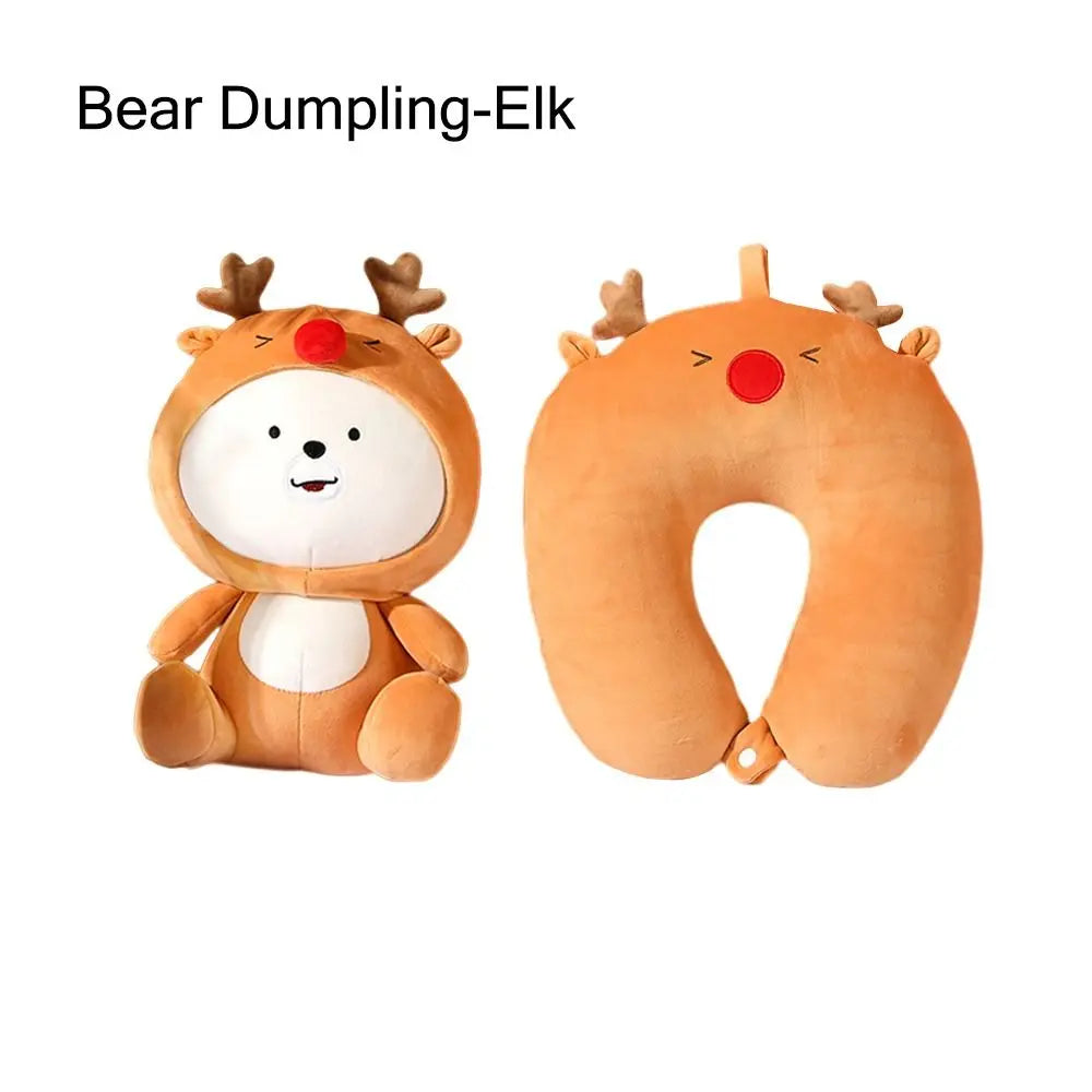 2-in-1 Cartoon Animal Travel Neck Pillow | U-Shape
