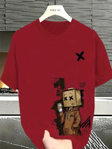 Men's Pure Cotton Graffiti Print Loose Fit Casual T-Shirt