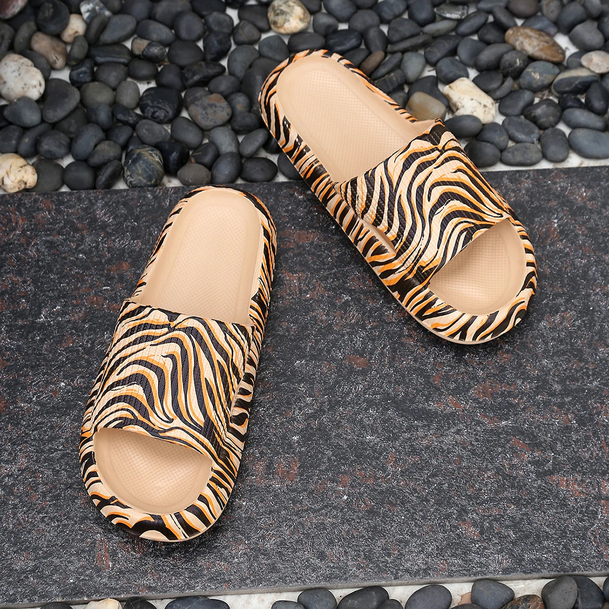 Leopard Print Cloud Slides – Soft Thick-Sole Summer Beach Sandals
