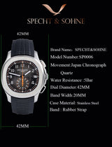 Specht & Söhne New Classic 5167 Men's Watch Orange Color Sapphire Crystal Rubber Srap Sports Male Quartz Watches 50M Waterproof