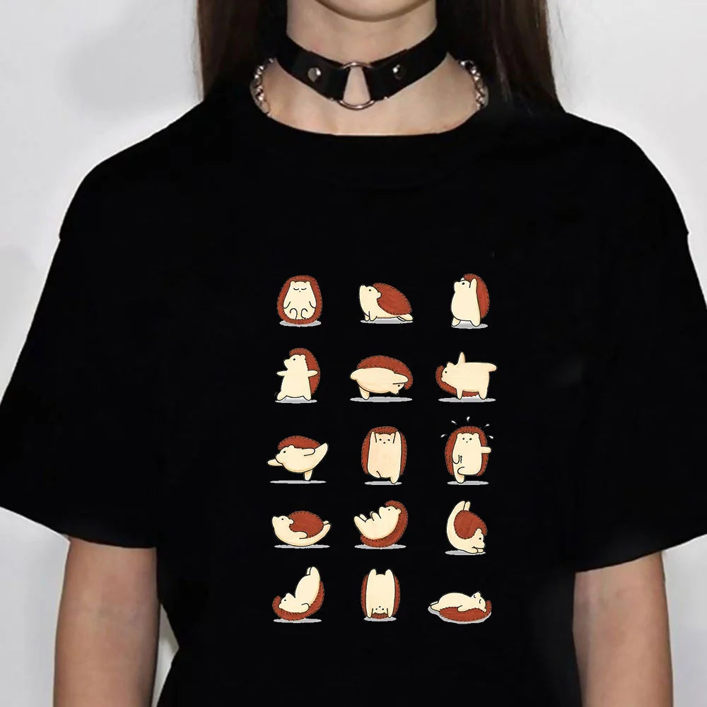 Hedgehog tshirt women comic streetwear summer t shirt female comic 2000s designer clothes