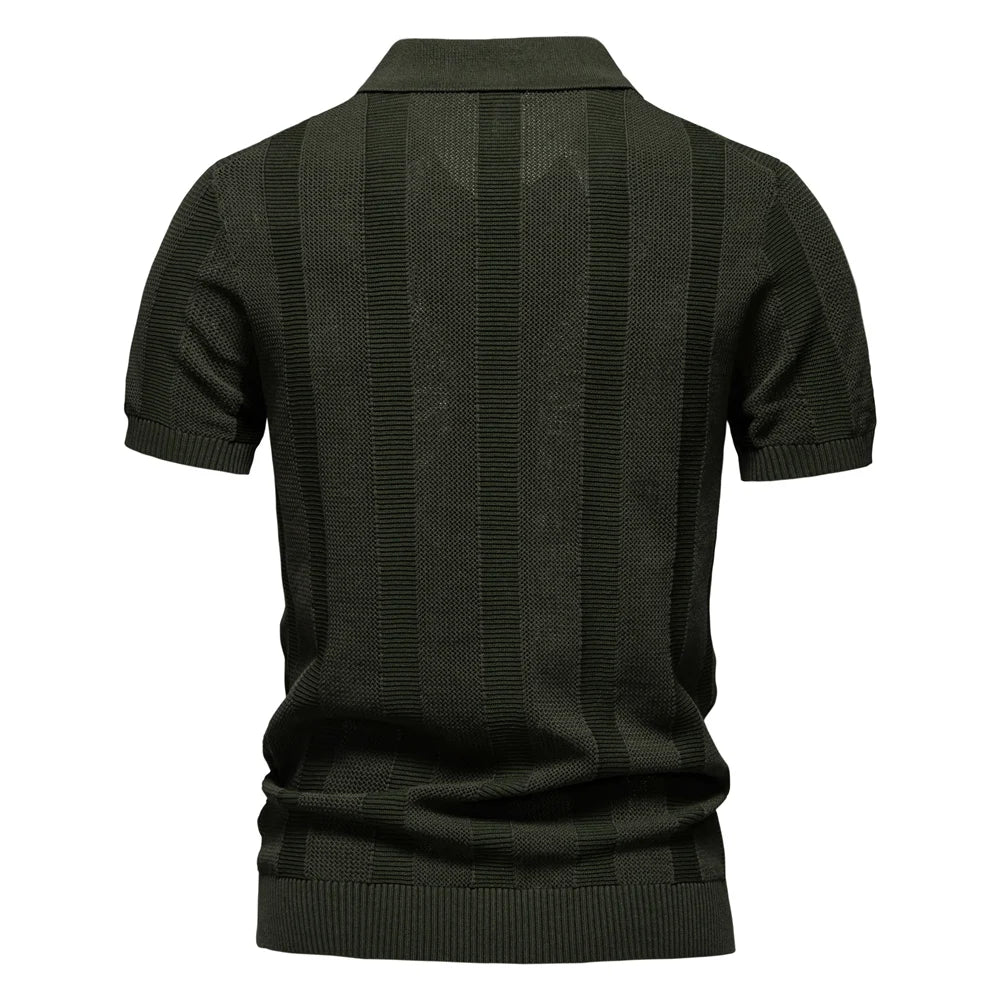 AIOPESON Men's Striped Mesh Polo Shirt | Breathable & Elegant