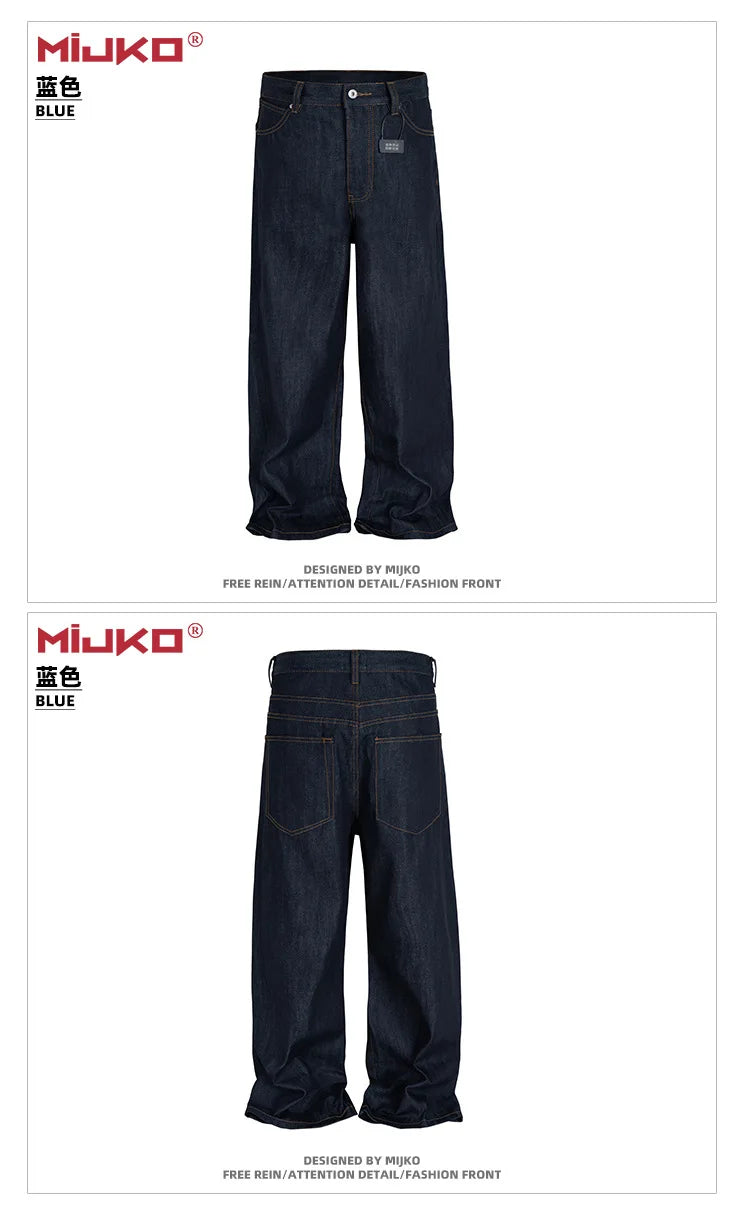 MIJKO Men's Relaxed Straight Denim Jeans – M to XXL
