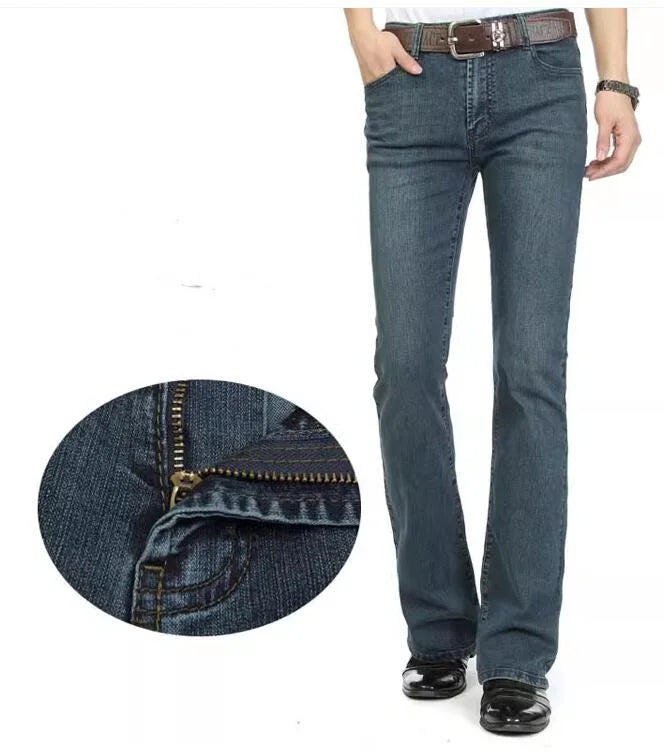 Men's Mid-Rise Flare Jeans | Slim Fit Denim Trousers