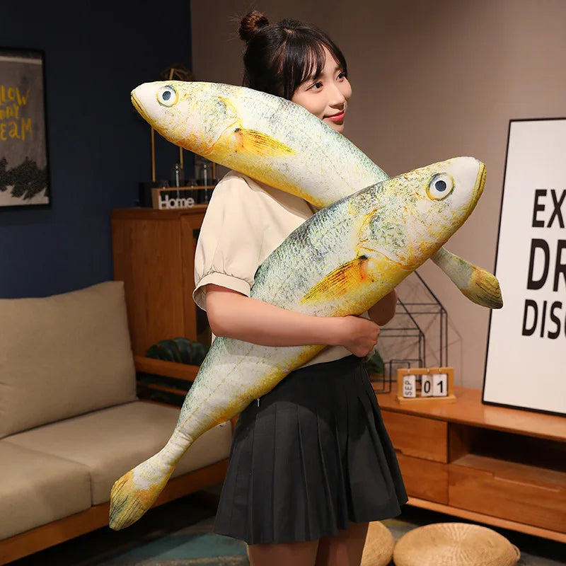 New Simulation Large Yellow Croaker Plush Toys Lifelike Fish Dolls Stuffed Soft Throw Pillow Sleeping Cushion Decor Gift