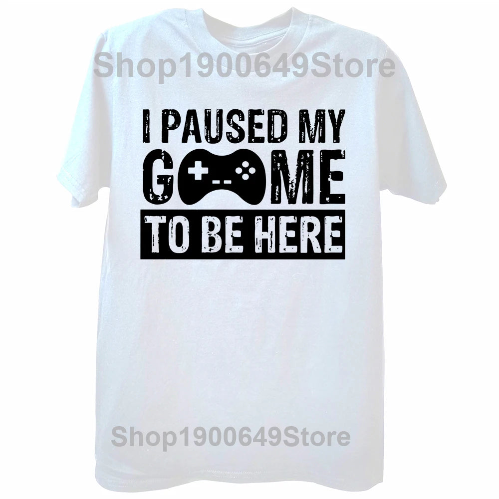 Men's Gaming Graphic T-Shirt — "I Paused My Game" Funny Print Tee