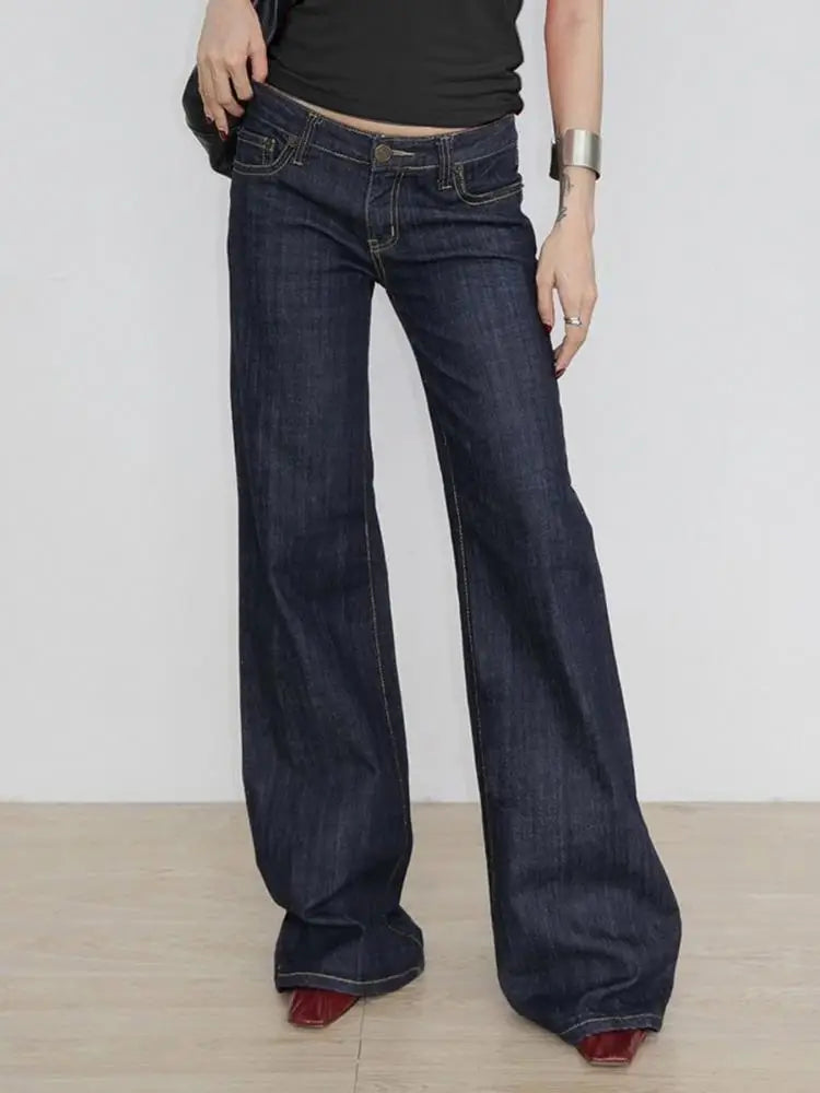 Women's Y2K Flared Jeans – Low Rise Embroidered Denim