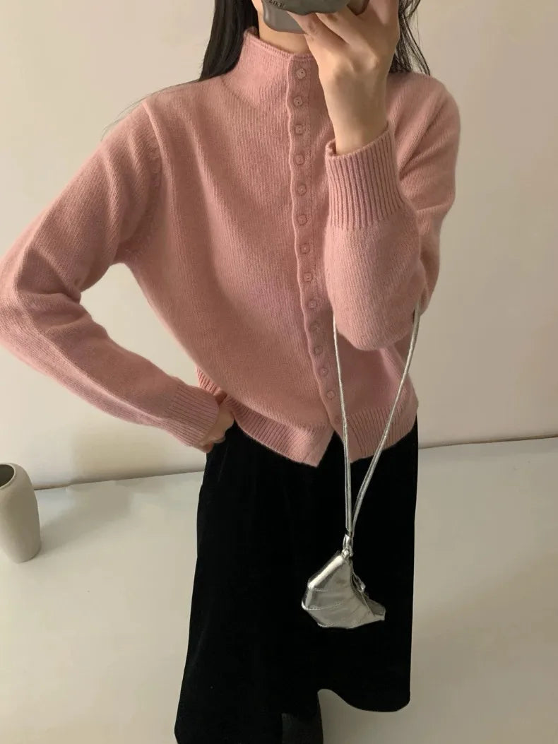 Women's Stand Collar Knit Cardigan Sweater