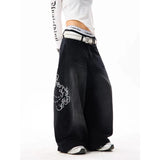 Women's Vintage Embroidery Y2K Wide Leg Baggy Jeans