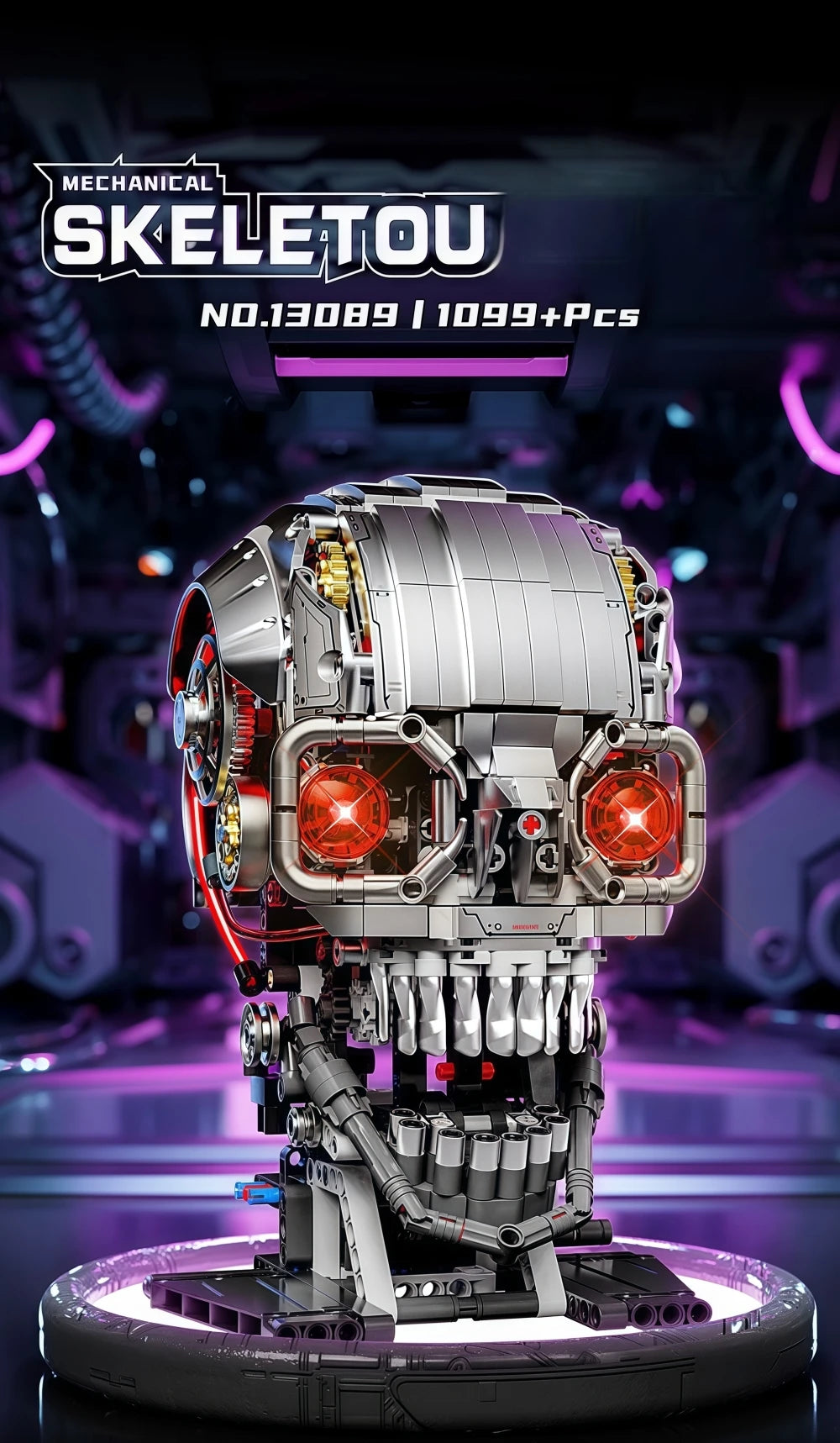 NEW 1099pcs Technical Skull Robot Building Blocks , Gear Linkage ,  Power Motor ,  Desktop Decor Collectible Gift