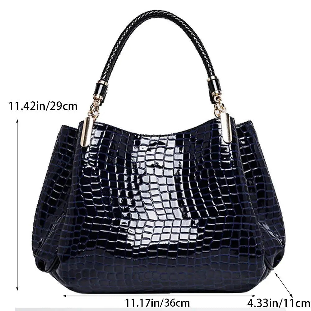 Women's Crocodile Print Large Capacity Tote Bag