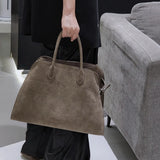 High Quality Autumn Winter New Matte Suede Tote Bag Large Capacity Commuter Casual Portable Shoulder Genuine Leather Women's Bag