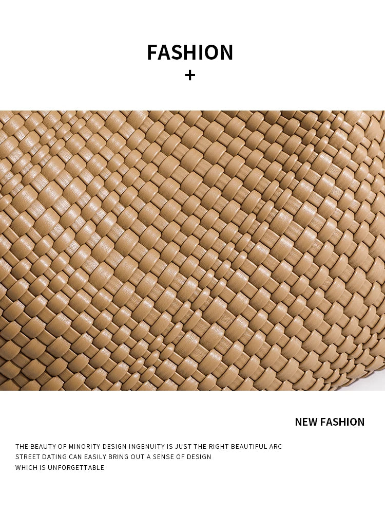 Woven Tote Bag For Women Soft Foldable Top-Handle Wristlet Bag Fashion Hobo Handbag Composite Bag with Coin Purse