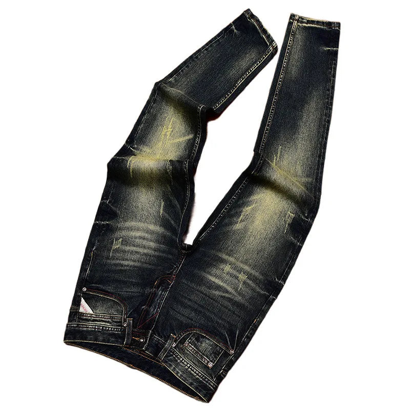 Men’s Vintage-Wash Slim-Fit Straight-Leg Jeans