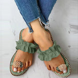 Women's Bohemian Flat Sandals — Pearl & Pineapple Detail Beach Slides