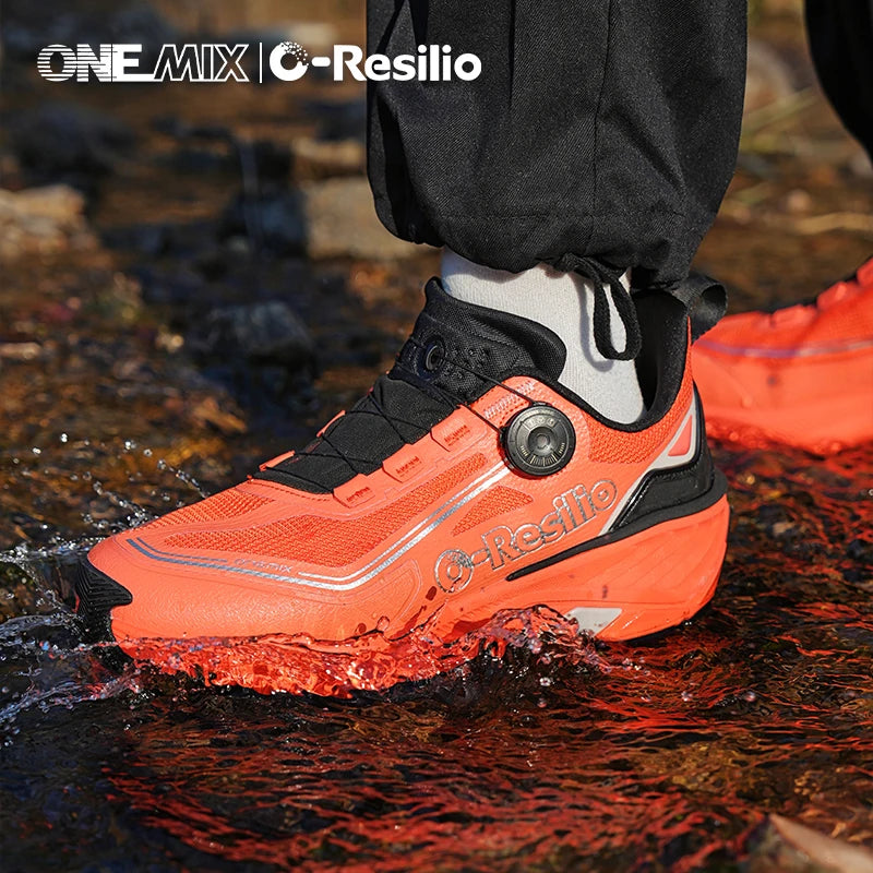 ONEMIX Outdoor Running Sneakers Men Elastic Trail Shoes Lightweight Breathable Women Sneakers Couple Casual Waterproof Shoes