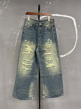 Men's Distressed Wide-Leg Jeans