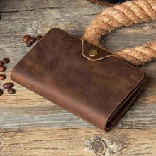 Handmade Vintage Crazy horse Genuine Leather Wallet men Leather long wallet clutch bag male purse money clips money bag