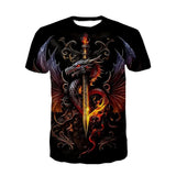 Men's Dragon Print Short Sleeve Graphic T-Shirt