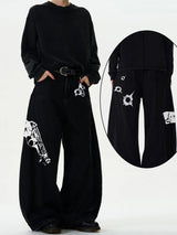 Men's Baggy Wide-Leg Curved Denim Jeans