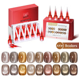 AS 9 Colors Magnetic Cat Eye Gel Nail Polish Set Jelly Pink UV LED Soak Off Gel Varnish Crystal Red Cat Gel Lacquer With Display