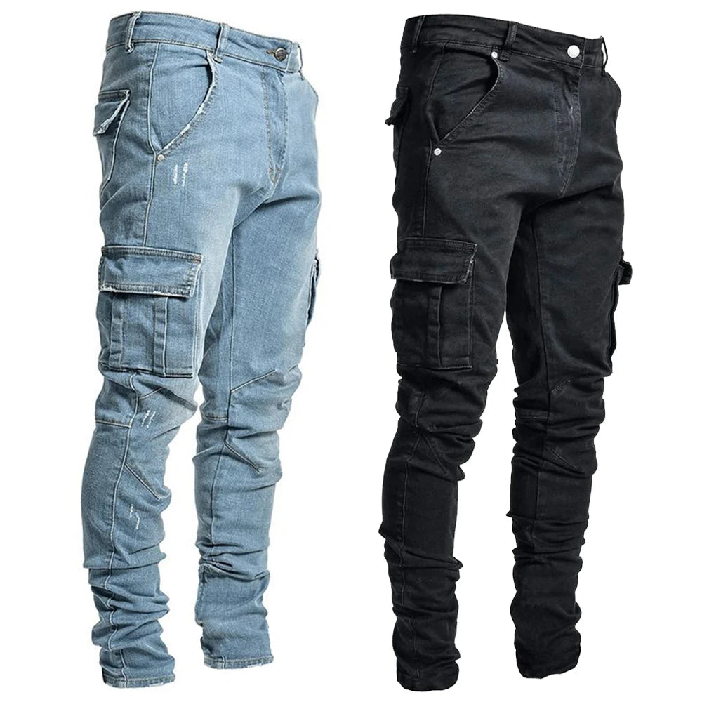 Men's Slim Fit Stretch Denim Cargo Jeans