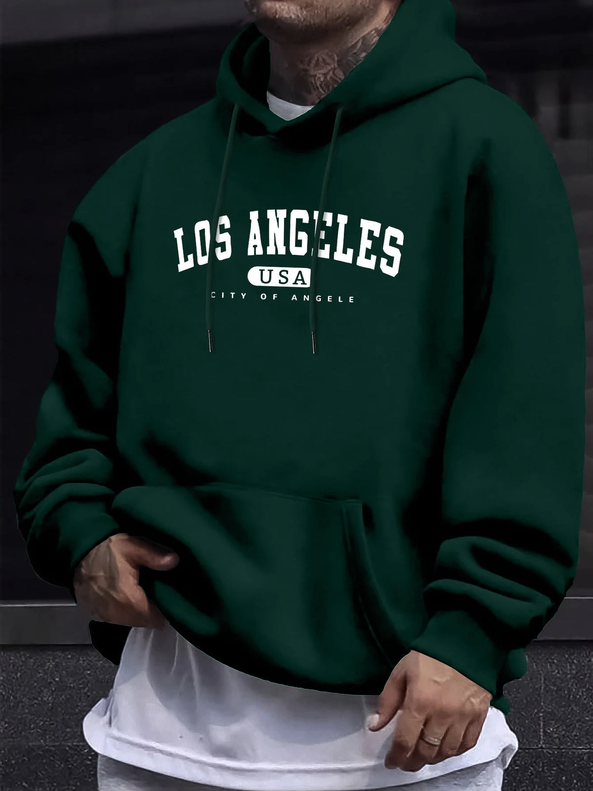 Men's Los Angeles Print Drawstring Hoodie