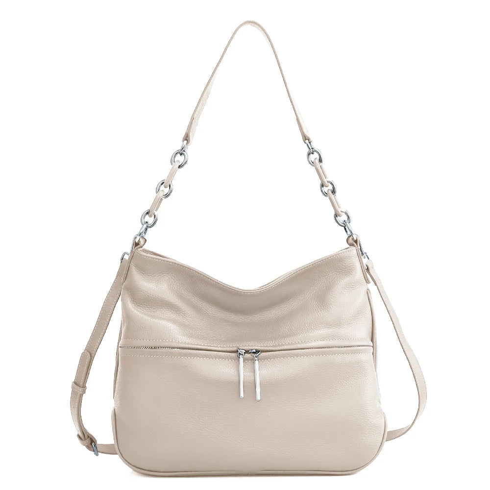 Zency Soft Cowhide Leather Winter Women's Shoulder Bag Casual Commuter High Capacity Female Crossbody Handbag Vintage Shopper
