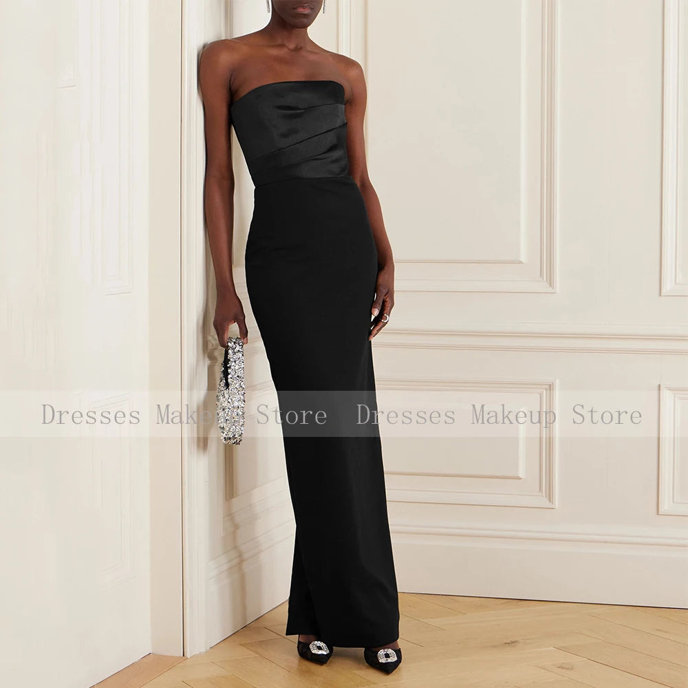 Modern Column Evening Dress with Wrap Satin Strapless Elegant Evening Gowns for Women Back Split Luxurious Formal Party Dresses