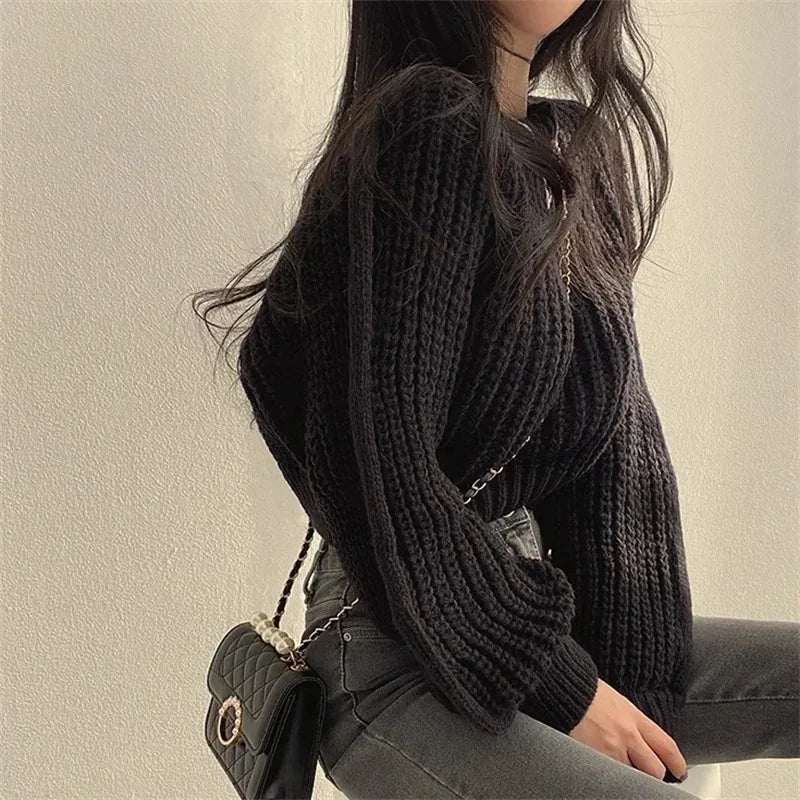 Women's Loose-Fit Crew Neck Knit Sweater