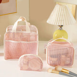 Large Mesh Makeup Bag for Women Portable Breathable Cosmetic Organizer Bag Travel Makeup Pouch with Simple Design