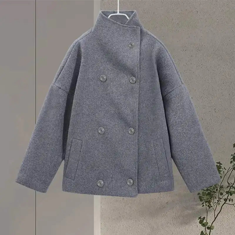 Urban Stand-Collar Woolen Coat