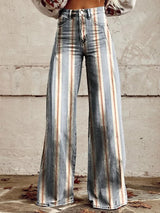 Women's 3D Print Wide-Leg "Jeans" – Trendy Low-Waist Flare Pants
